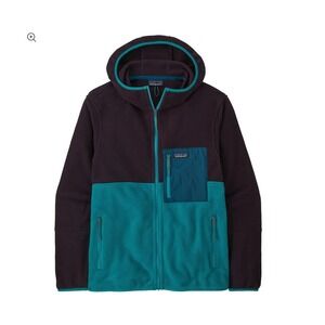 Patagonia Mens XL Microdini Fleece Hoody Teal & Black Full Zip Jacket  Pockets